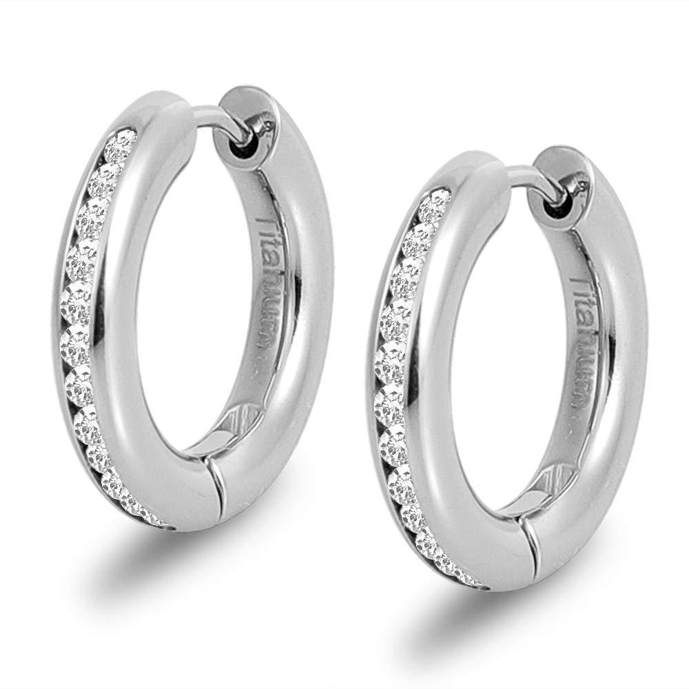 [Australia] - Titanium Earrings for Sensitive Ears, Titanium Hoop Earrings for Men Women, Hypoallergenic Titanium Huggies Earrings Silver 12 