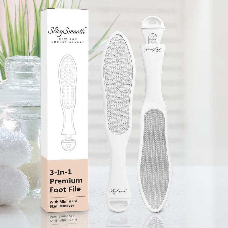[Australia] - SlkySmooth 3-in-1 Foot File | Hard Dead Skin Remover | Cracked Heels Callus Pedicure Scrubber Corn Removal | Scraper Grater Pumice Stone Exfoliator Rasp Pedi Exfoliating Heel Files for Feet Care 