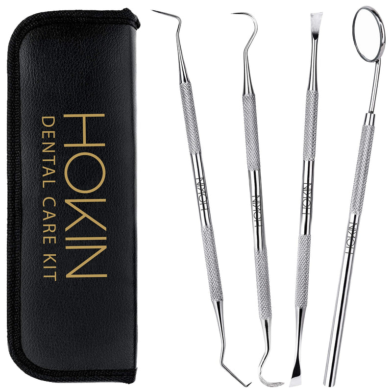 [Australia] - HOKIN Plaque Remover Teeth Cleaning Tool 4 Pcs Dental Care Kit Tooth Filling Repair Set Stainless Steel Dental Tools for Men Women Kids and Pet Care 