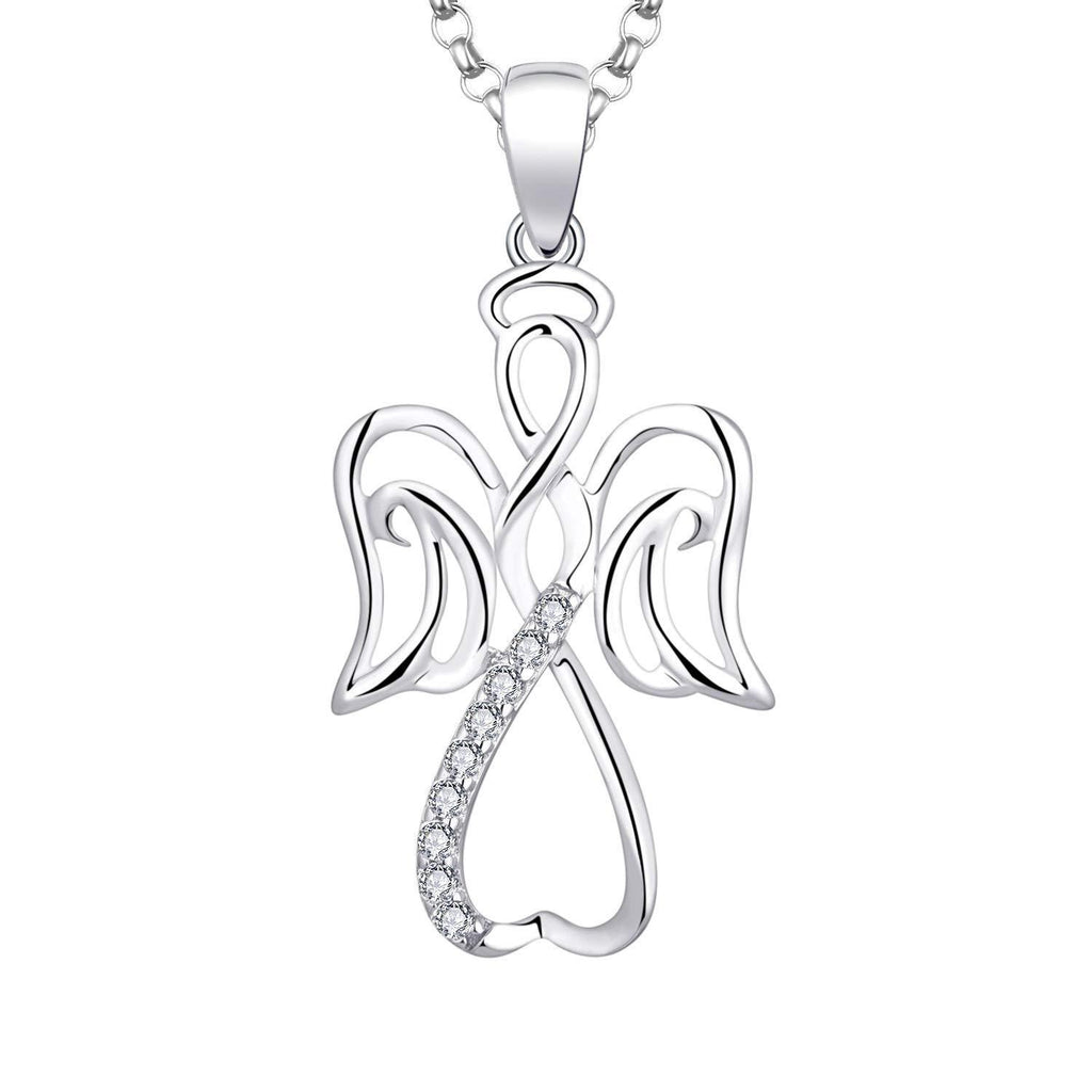 [Australia] - JO WISDOM Women Necklace,925 Sterling Silver Guardian Angel Wings Pendant Necklace with 3A Cubic Zirconia April,zirconia 