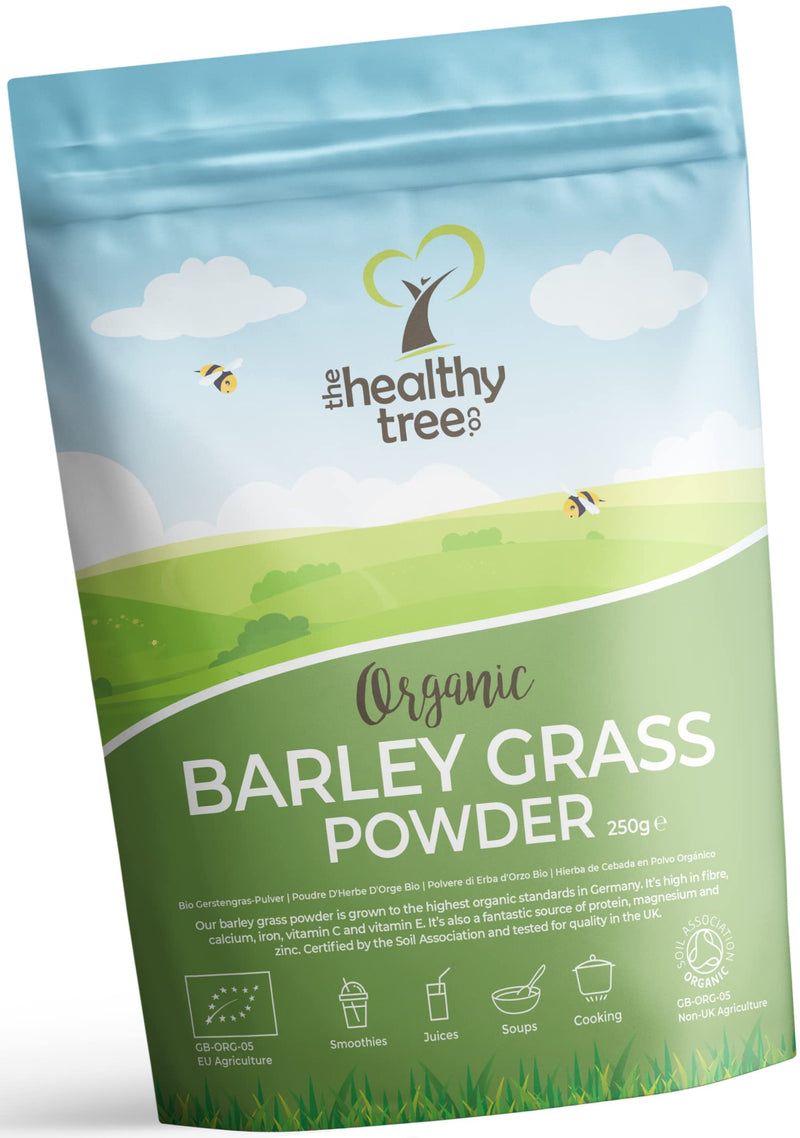 [Australia] - Organic Barley Grass Powder by TheHealthyTree Company - High in Calcium, Fibre, Iron and Vitamin C - Gluten Free Pure Vegan Barleygrass from Germany (250g) 250 g (Pack of 1) 