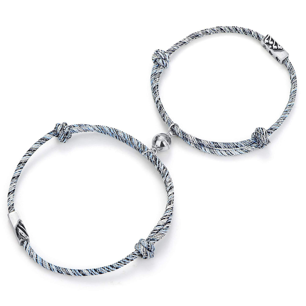 [Australia] - MILACOLATO Couple Magnetic Bracelet Set Mutual Attraction Rope Braided Charm Pendants Bracelet Couple Gift Jewelry Set for Women Men 1pair ocean and mountain 
