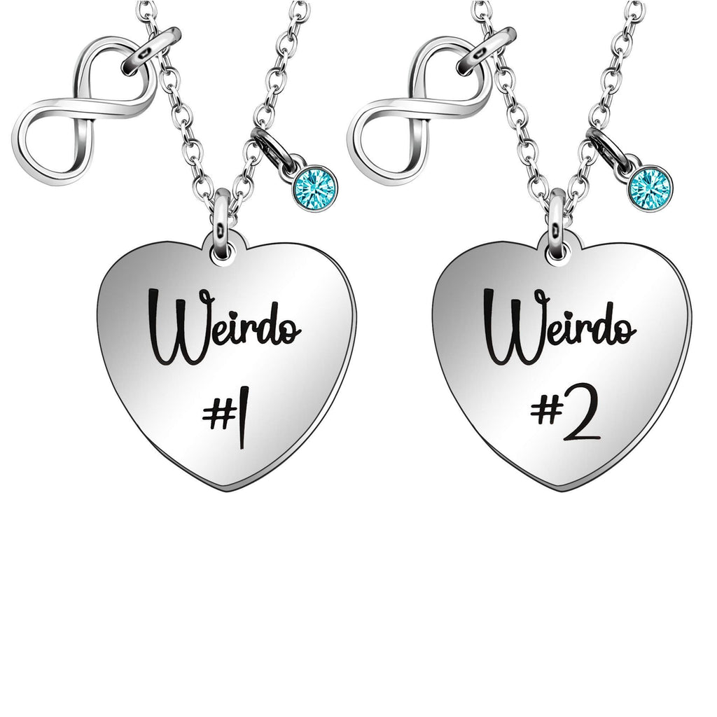 [Australia] - Friendship Gift, Weirdo 1 Weirdo 2 Necklaces Set, Birthday Thanksgiving Christmas Gifts for Best Friends 