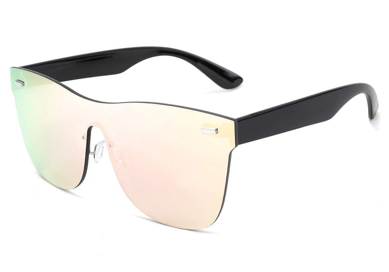 [Australia] - FEISEDY Mirrored Frameless Lens One Piece Sunglasses for Women Men B2647 Pink 64 Millimetres 