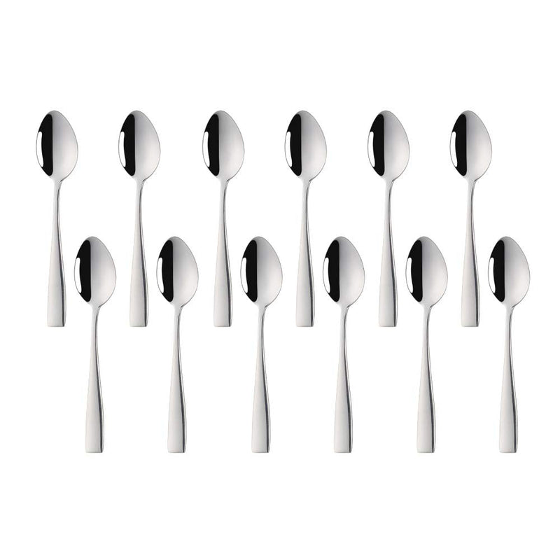 [Australia] - SUNSENGEUR Tea Spoons 12-Piece Autograph Dinnerware Set Stainless Steel Set Use for Home, Kitchen, Restaurant- 5.3 Inches, Silver 