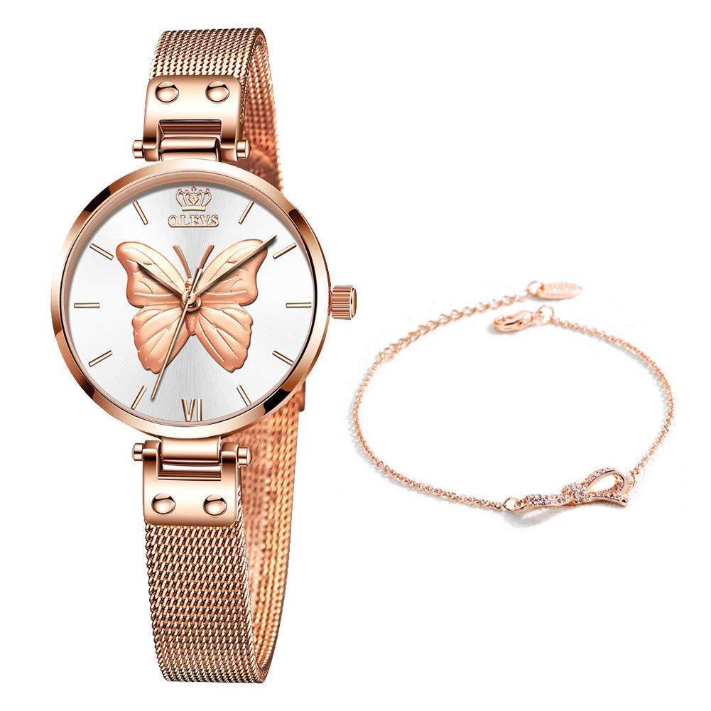 [Australia] - Ladies Wrist Watch Fashion and Casual Waterproof Analog Quartz Wristwatch Gifts for Women L6891-white 