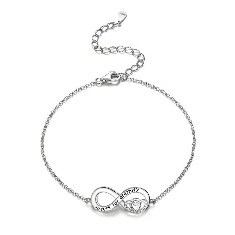 [Australia] - SOULMEET 925 Sterling Silver Bracelet for Sisters Eternity Gift for Sisters Infinity bracelet Birthday Graduation Jewelry 