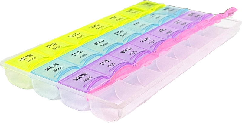 [Australia] - Weekly Pill Box 7 Day 28 Compartments Tablet Organiser with Labels Requisite Needs 