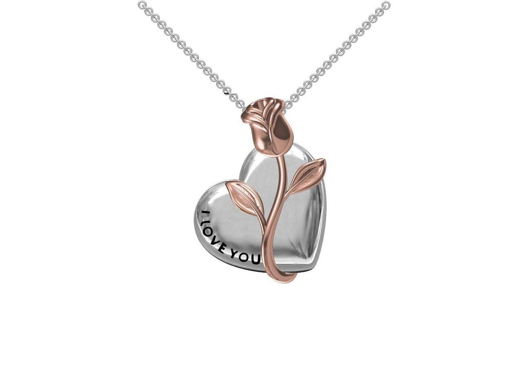 [Australia] - Little Treasures Sterling Silver Heart Flower I Love You Pendant Necklace (Available Chain Length 16"- 18"- 20" - 22") 40.0 Centimetres 