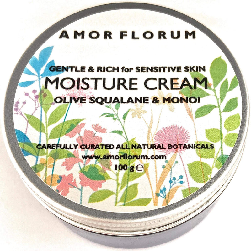 [Australia] - NATURAL - FACIAL MOISTURISING CREAM with OLIVE SQUALANE & MONOI - pH 5.5 Balanced for SENSITIVE SKIN -100 g by AMOR FLORUM. Rich, Gentle, Nourishes, Hydrates, Protects Skin's Acid Mantle. 