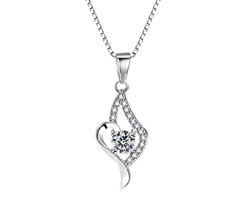 [Australia] - Baobei Women Double Heart Necklace Elegant 925 Sterling Silver Cubic Zirconia Double Heart With Love Pendant Necklace Gift for Women Girls 