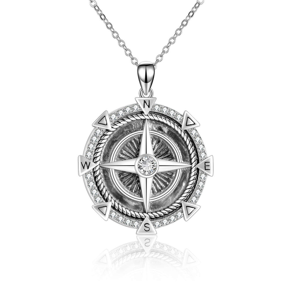 [Australia] - WINNICACA Compass Pendant Necklace S925 Sterling Silver Pendant"Compass of Life" Fine Jewellery Gifts for Women Girls White 