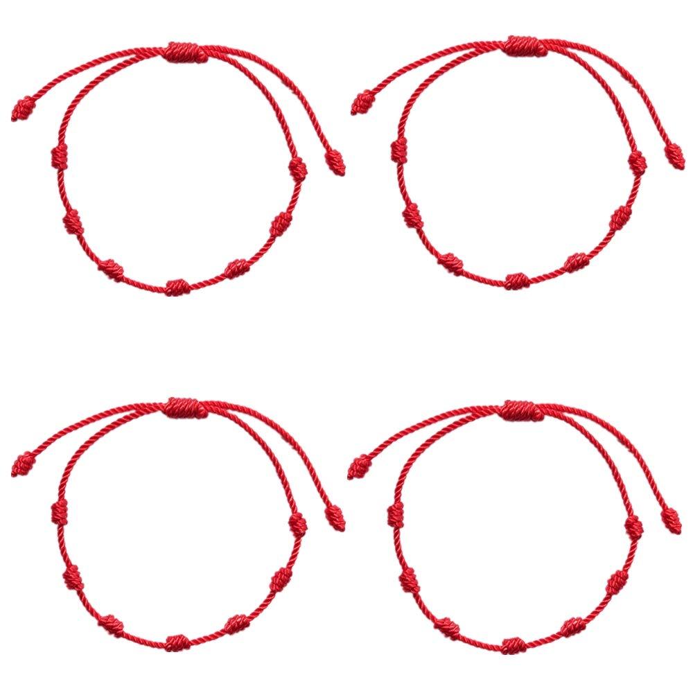 [Australia] - 4Pcs Adjustable Red Bracelet String Handmade Red Bracelet Friendship Bracelets for Family Friend Mother Daughter Couples 