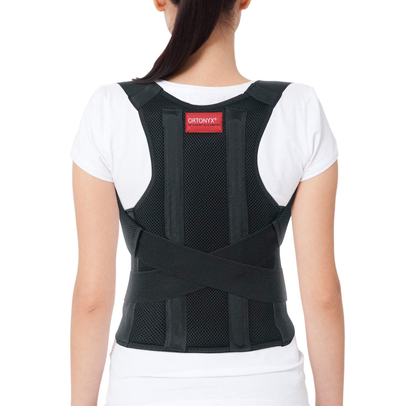 [Australia] - ORTONYX Comfort Posture Corrector Clavicle and Shoulder Support Back Brace, Fully Adjustable for Men and Women/656A-L Large, Waist/Belly 36" - 39½" Black 