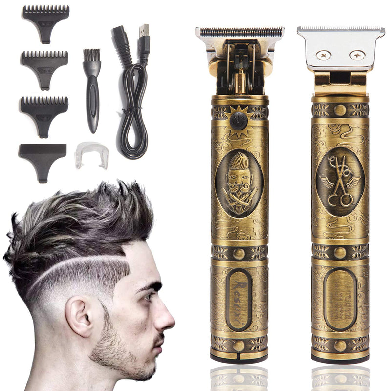 [Australia] - Xnuoyo Professional Cordless T-Blade Hair Clipper, Golden Beard Trimmer for Men Rechargeable Head Shaver kit with 3 Guide Combs for Beard 