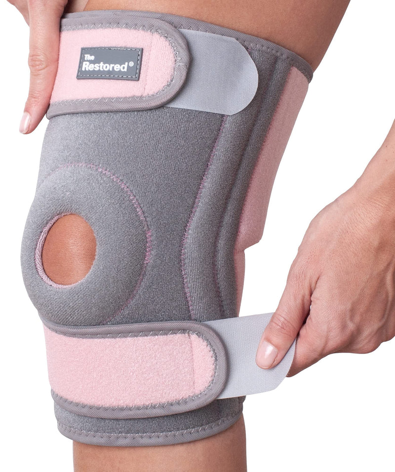[Australia] - Knee Support Brace with ContourFIT Comfort Shape - Adjustable Knee Support for Walking, Running and Joint Pain Relief - Knee Brace for Women - Grey/Pink - The Restored 1 Count (Pack of 1) 