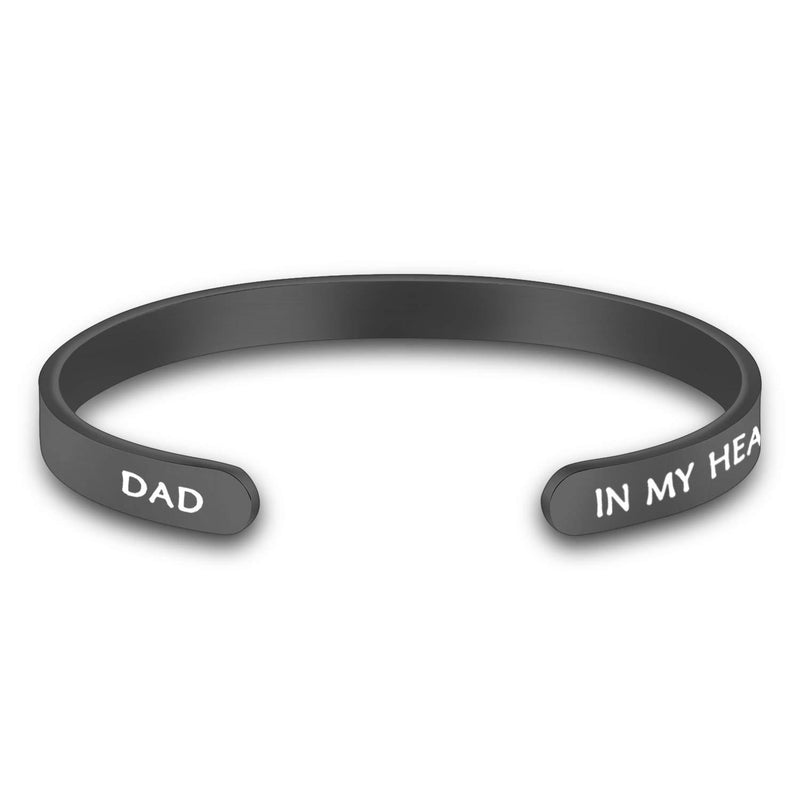 [Australia] - MYOSPARK Memorial Bracelet Dad In My Heart Forever Dad Memorial Jewelry Remembrance Gift For In Memory Of Dad Dad Heart Cuff Black 