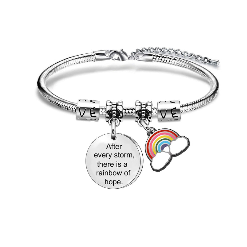 [Australia] - Bangle Bracelets For Women Girls Best Friend Inspiration Gifts After Every Storm There is A Rainbow of Hope 