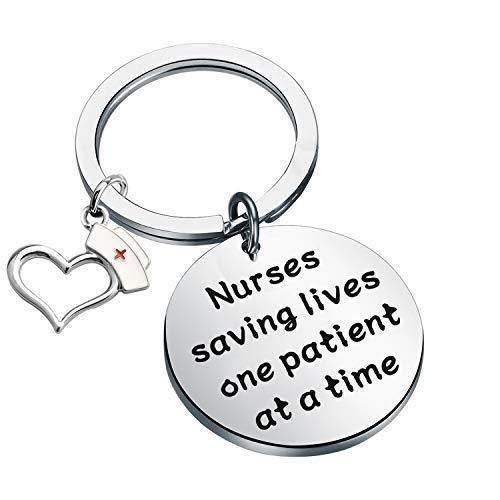 [Australia] - MYSOMY Nurse Gift Funny Nursing Graduate Student Gift Nurses Saving Lives One Patient At A Time Keychain Nurse Life Gift RN Graduate Jewelry Patient at A Time Key 