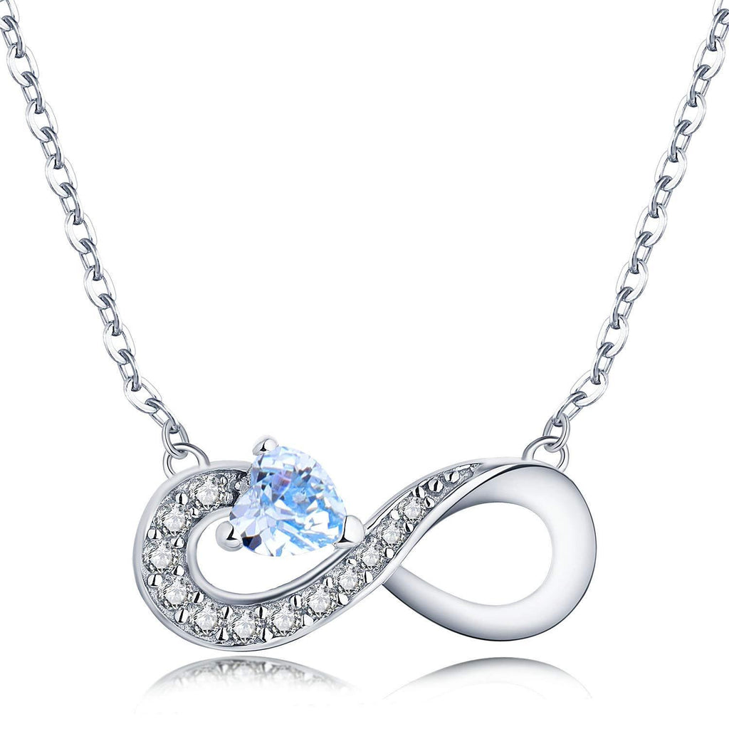 [Australia] - JO WISDOM Women 925 Silver Zirconia Infinity Necklace Blue Aquamarine 