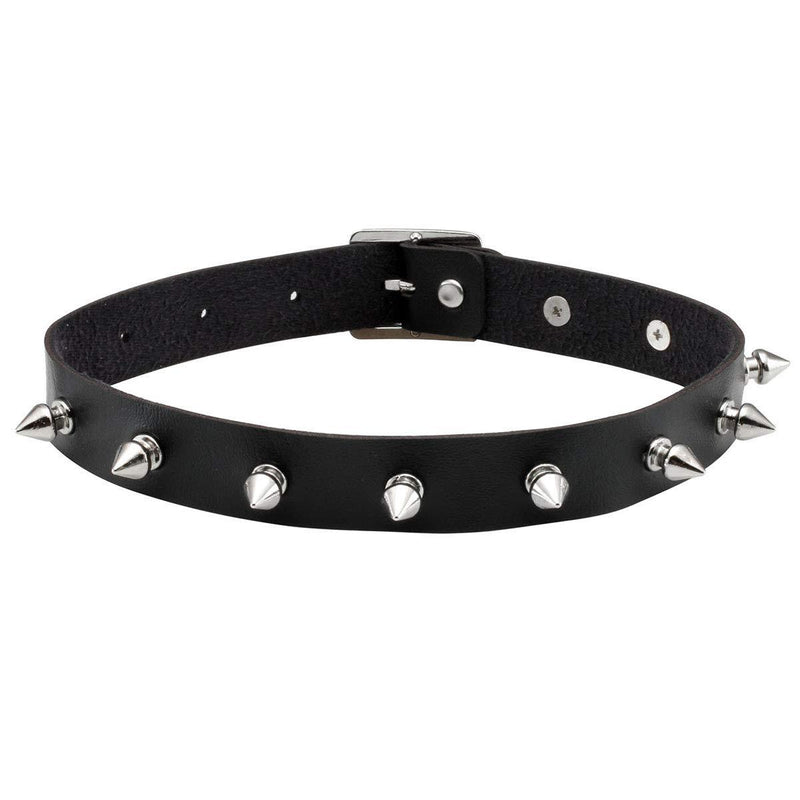 [Australia] - Eigso Retro Vintage Punk Choker Necklace Collar with Rivet Studded Spiked Clasp Adjustable for Women Black 