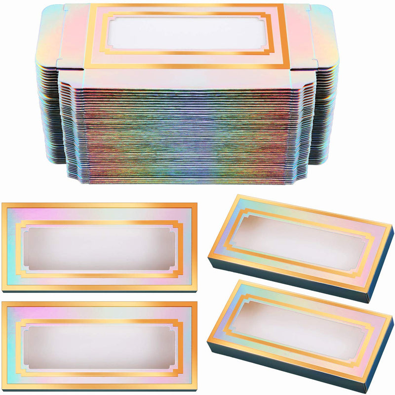 [Australia] - 100 Pieces Empty Eyelashes Packaging Paper Case Eyelash Holder Box Eyelashes Container with Holographic Design for False Eyelash Care Cosmetic Tools 