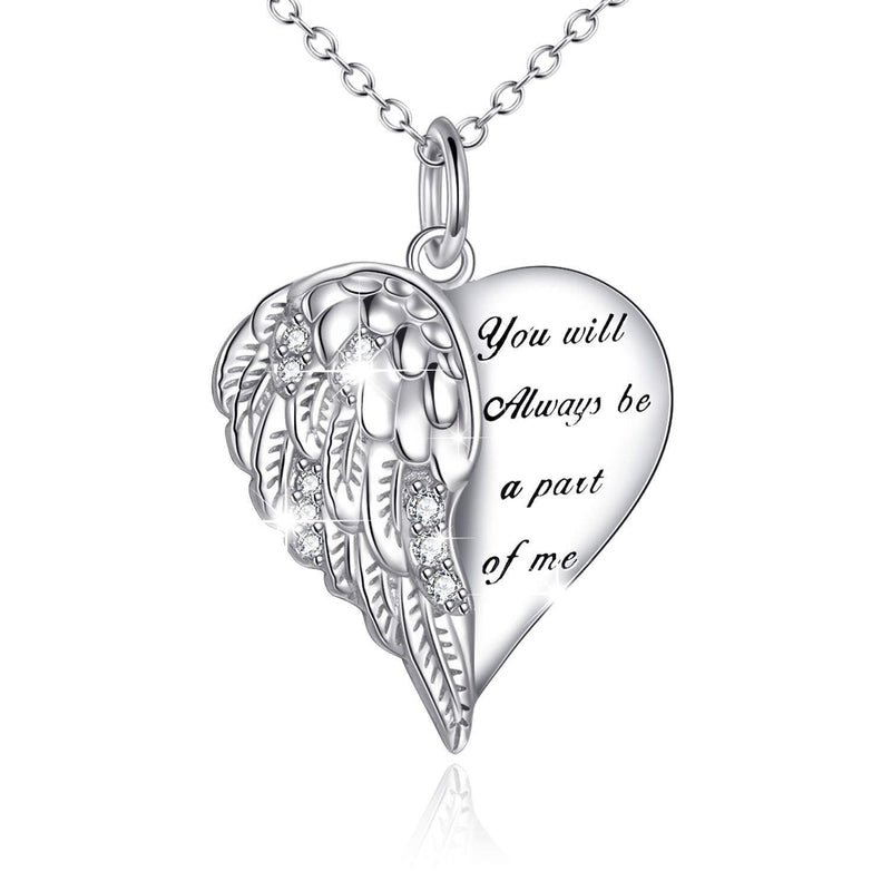 [Australia] - YAFEINI Angel Wings Necklace 925 Sterling Silver Guardian Angel Pendant Birthstone Necklace for Women Jewellery Gifts A- Angel Wings 