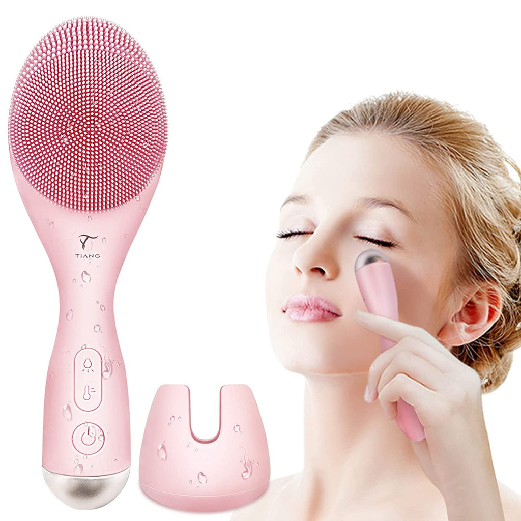 [Australia] - Sonic Facial Cleansing Brush, Rechargeable Waterproof Silicone Face Exfoliating Brush Advanced Portable Handheld Face Scrubber Brush Face Cleansing Device with 3 Speed | 42‚ÑÉ Heated Massage 