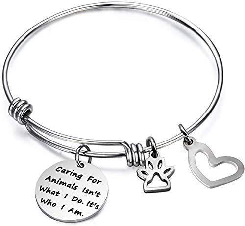 [Australia] - Caring for Animals is Who I Am Bracelet Expandable Wire Bangle Veterinarian Gift Animal Lovers Jewelry Caring Bracelet 