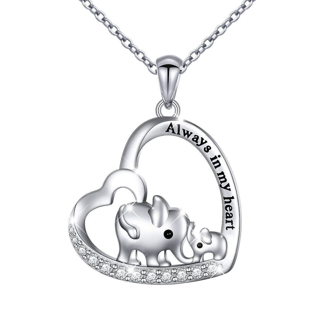 [Australia] - 925 Sterling Silver Animal Necklace Jewelry Gift for Her Women Girls Mother and Child Elephant 