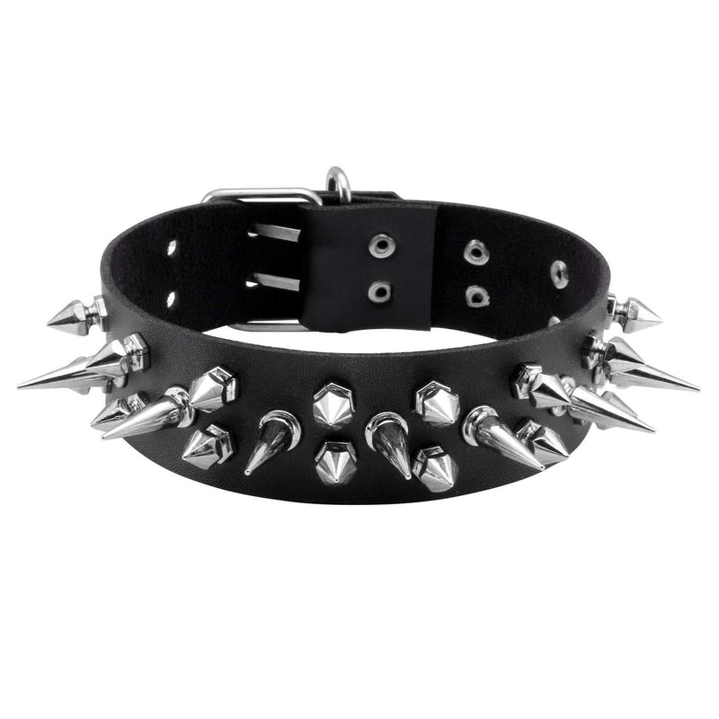 [Australia] - JJDreams Gothic Spike Choker Biker Strap Cool Punk Necklace Collar for Team A: Black 