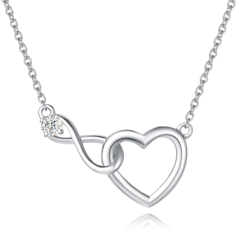 [Australia] - FANCIME 925 Sterling Silver Women Necklace White/Gold Heart Infinity Pendant Necklace/Bracelet, with Beautiful Jewellery Box Christmas Birthday Valentine's Day Mother's Day Present for Women Girl White Necklace 