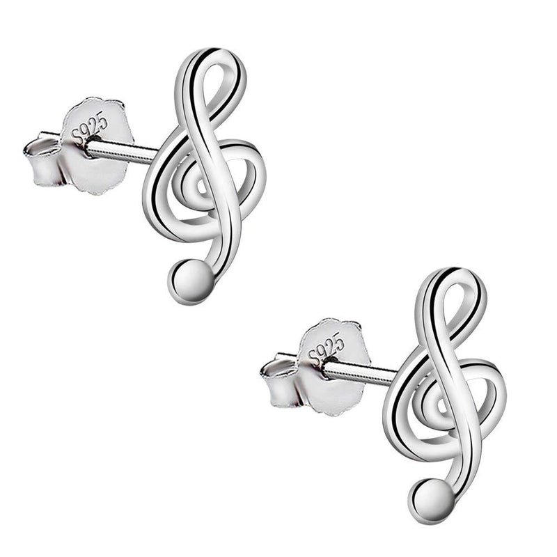 [Australia] - Meyiert Treble Clef Stud Earrings - 925 Sterling Silver Music Note Gift (with Gift Box) White 