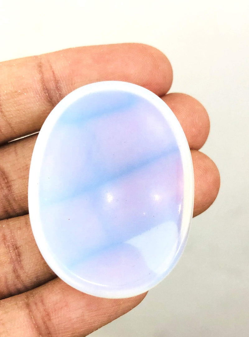 [Australia] - crystalmiracle Opalite Worry Stone Crystal Healing Wellness Palm Stone Positive Energy Peace Thumb Stone Meditation Handcrafted 