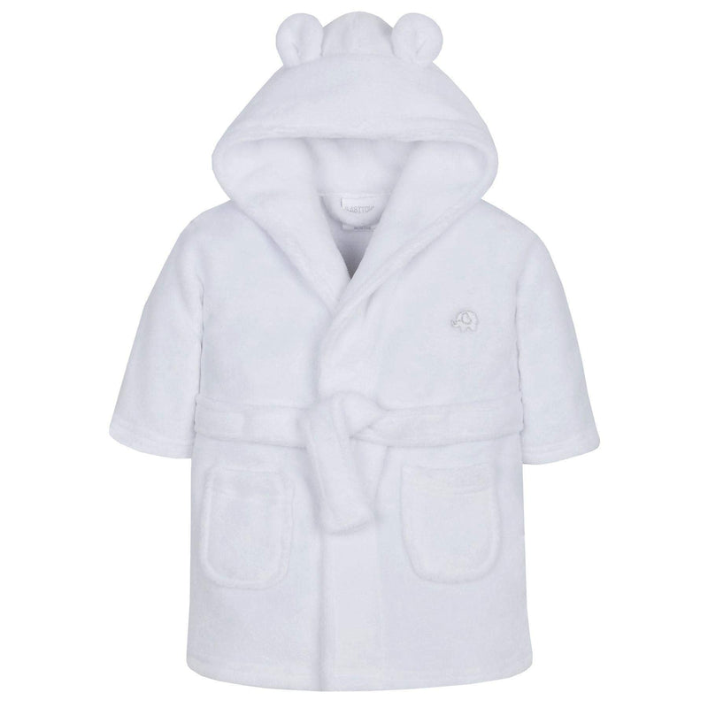 [Australia] - undercover lingerie Babys/Toddlers Infant Kid Soft Fleece Hooded Dressing Gown Bath Robe Elephant - White 0-6 Months 