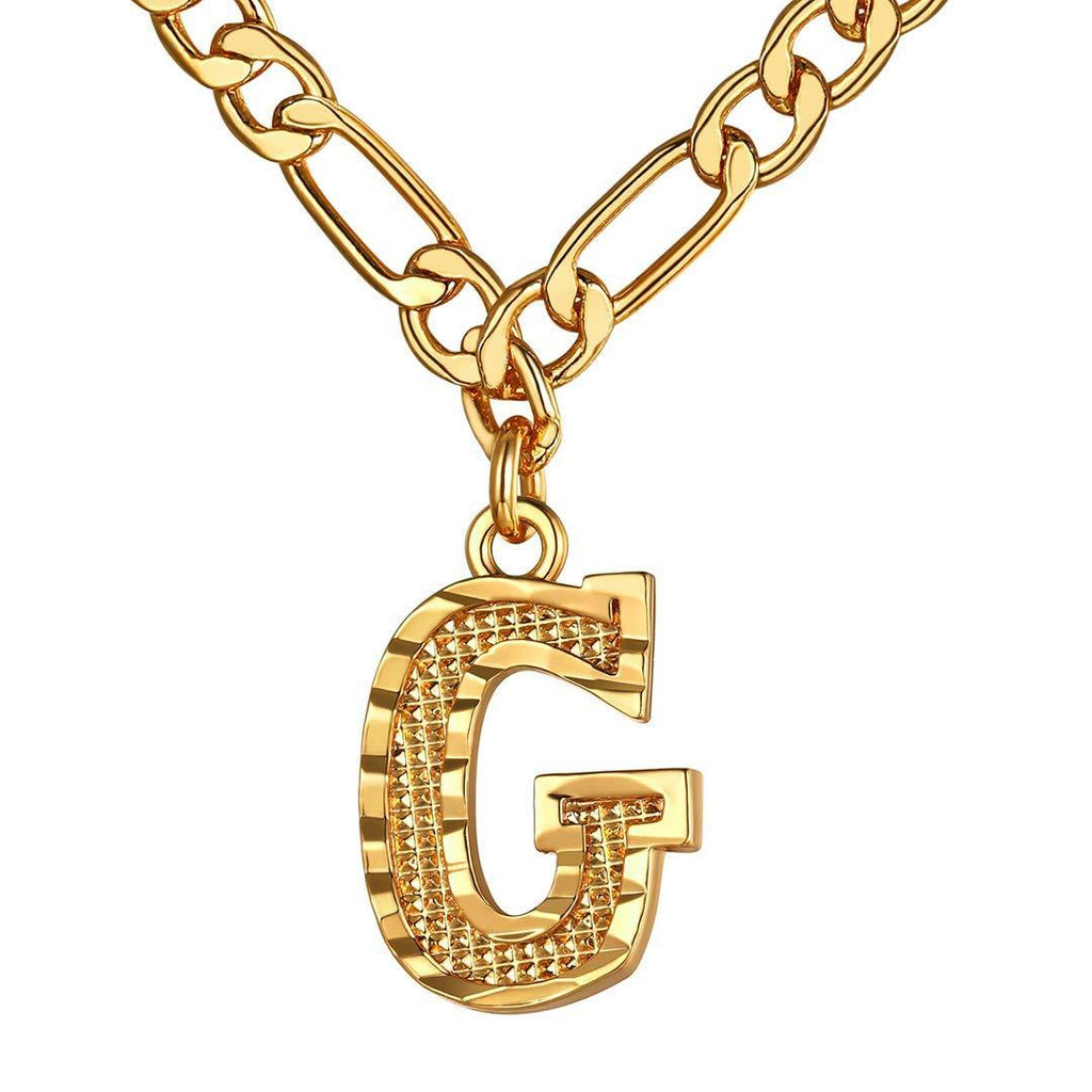 [Australia] - ChainsHouse Initial Letters Name Necklace Women A-Z 26 Alphabet Pendants Necklaces for Mother Daughter Teen Girls Gold Plated Figaro Link Chain Adjustable Jewellery Gift G 