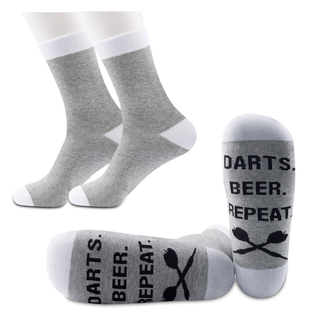 [Australia] - PYOUL 2 Pairs Dart Player Socks Beer Lover Gift Funny Socks Darts Beer Repeat Socks 