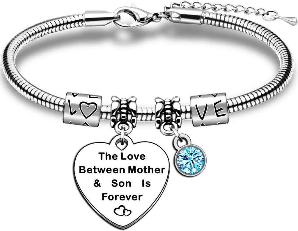 [Australia] - TTOVEN Mother Mom Bracelet From Son Family Snake Adjust Charm Womens Bracelet Birthday Mothers Day Wedding Anniversary Christmas Gifts - The Love Between Mother & Son Is Forever 