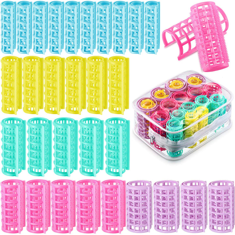 [Australia] - 30 Pieces Plastic Hair Rollers Curlers Snap on Rollers Self Grip Rollers Hairdressing Curlers No Heat Hair Curlers for DIY Hairdressing Hair Salon Hair Barber, 5 Sizes 