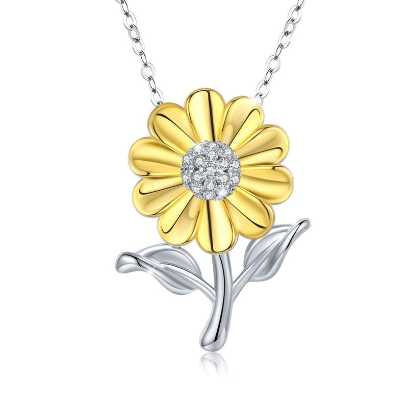 [Australia] - Sunflower Necklaces for Women, 925 Sterling Silver Sunflower Pendant Necklace Gold Plated Jewelry Birthday Gifts For Women Mum 