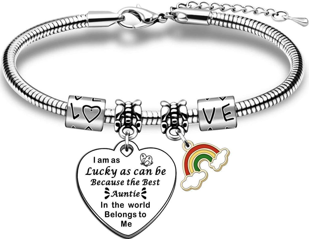 [Australia] - TTOVEN Auntie Bracelet Appreciation Charm Snake Adjust Bangles Birthday Christmas Mothers Day Gift For Women With Rainbow Pendant Family Jewelry Engraved Best Auntie in the World 