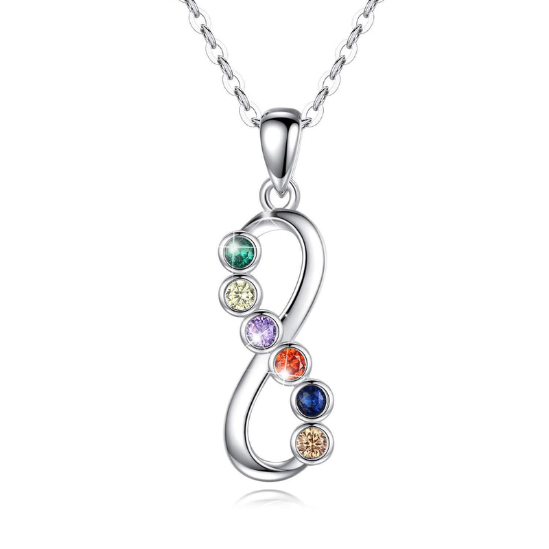 [Australia] - AEONSLOVE Infinity Necklace For Women Sterling Silver Chakra Healing Crystals Stones Pearls Pendant Yoga Jewellery Gifts For Women Girls Friend Her Birthday Christmas Thanksgiving Chakra Infinity Necklace 