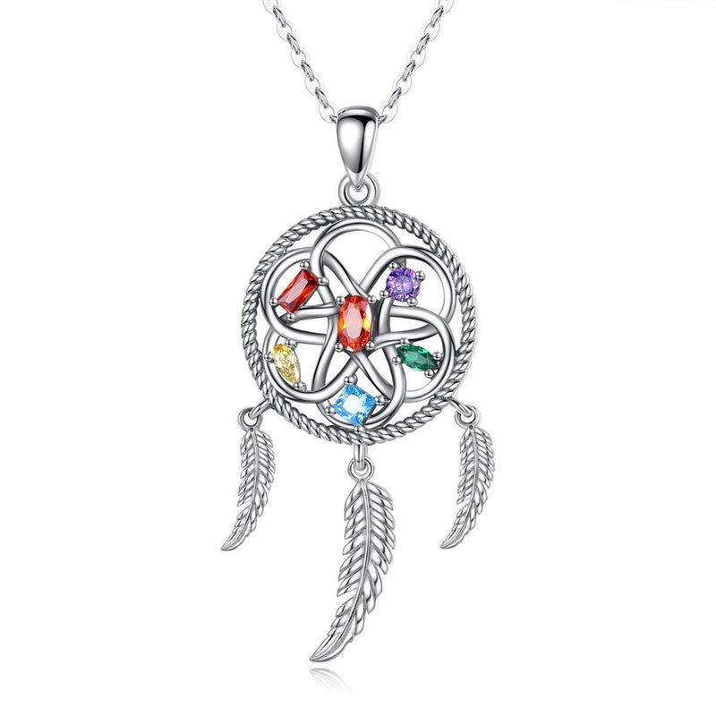 [Australia] - Sterling Silver Dream Catcher Necklace For Women AEONSLOVE Chakra Healing Crystals Infinity Stones Pendant Yoga Jewellery LUCKY Gifts For Girls Her Birthday Christmas Thanksgiving A: Dtreamcatcher 