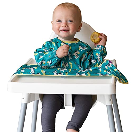 [Australia] - Tidy Tot Weaning Bib Long Sleeves Waterproof Coverall Bib Cover & Catch Dancing Zebras 