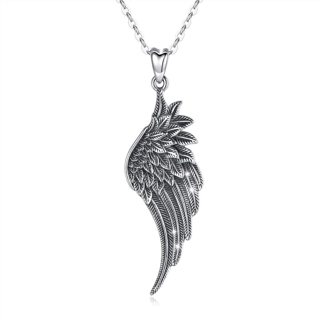 [Australia] - Eusense 925 Sterling Silver Angel Wing Necklace, Guardian Angel Wings Pendant, Vintage Jewellery Gift for Women Girls Vintage Wing 