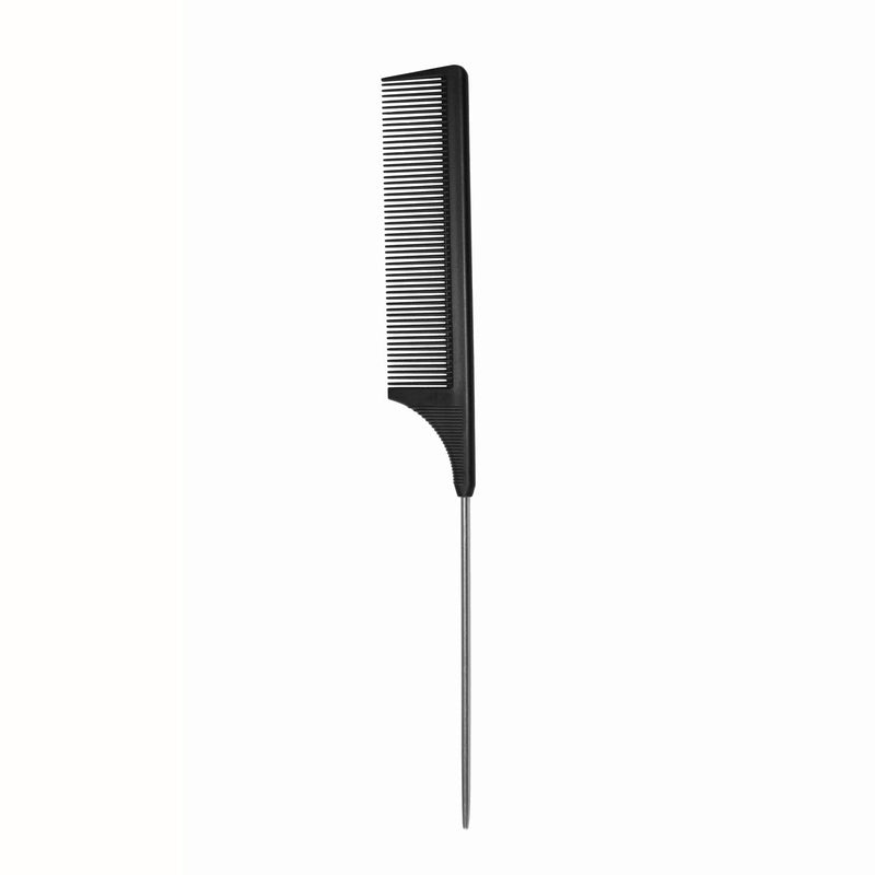 [Australia] - Hair Comb - a Professional Anti-static Carbon Fibre Metal-Pin Tail Comb,Heat Resistant Barber and Salon Rattail Comb with Non-skid Paddle Parting Comb,Fine Tooth in Black 