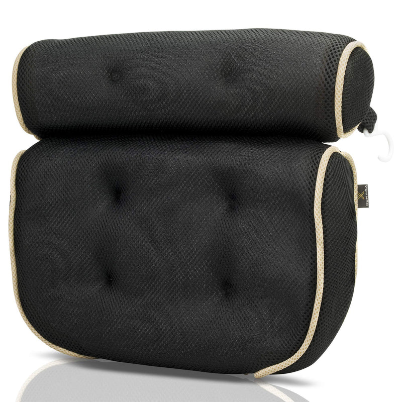 [Australia] - XUNADA Luxury Bath Pillow, Machine Washable, Quick Dry, Extra Thick Cushions for Head, Neck, Shoulder and Back Support, Fits Any Tub and Jacuzzi (Black) Black 