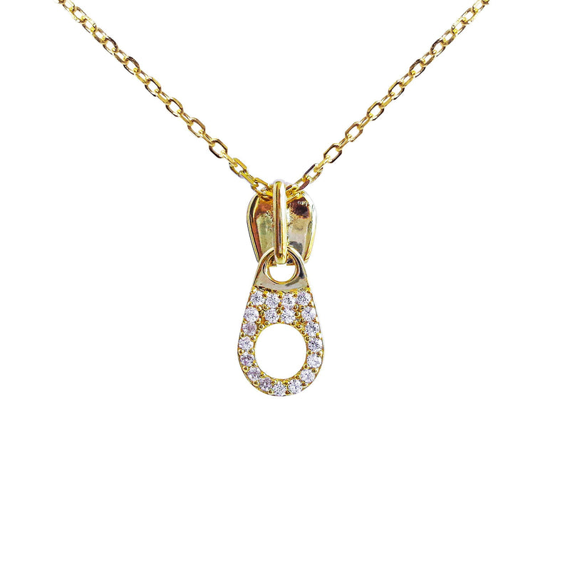 [Australia] - Hiqmic 925 Sterling Silver Cute Zipper Ring Shape Pendant Necklace White Gold Plated Jewelry Gifts for Women 16"_WA99092 