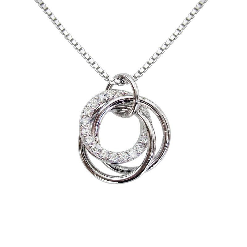 [Australia] - Hiqmic 925 Sterling Silver Fashion Multi-Ring Circle Pendant Necklace White Gold Plated Jewelry Gifts for Women 16"_WA99088 