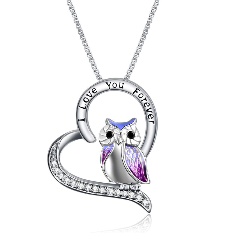 [Australia] - YFN Owl Necklace Sterling Silver"I Love You Forever" Heart Owl Gifts for Women Girls 